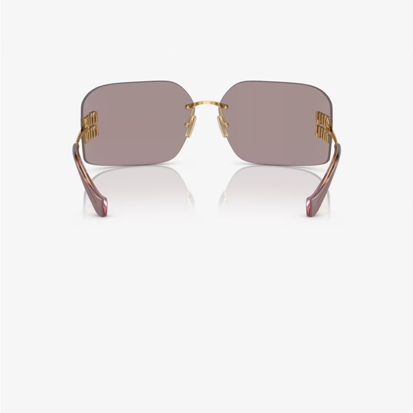 Miu Miu Rimless Sunglasses with Mauve Lenses and Gold Trim. main image 5